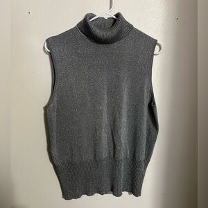 NVGARD COLLECTION Classic Metallic Turtleneck Sleeveless Sweater Silver Wms Sz L